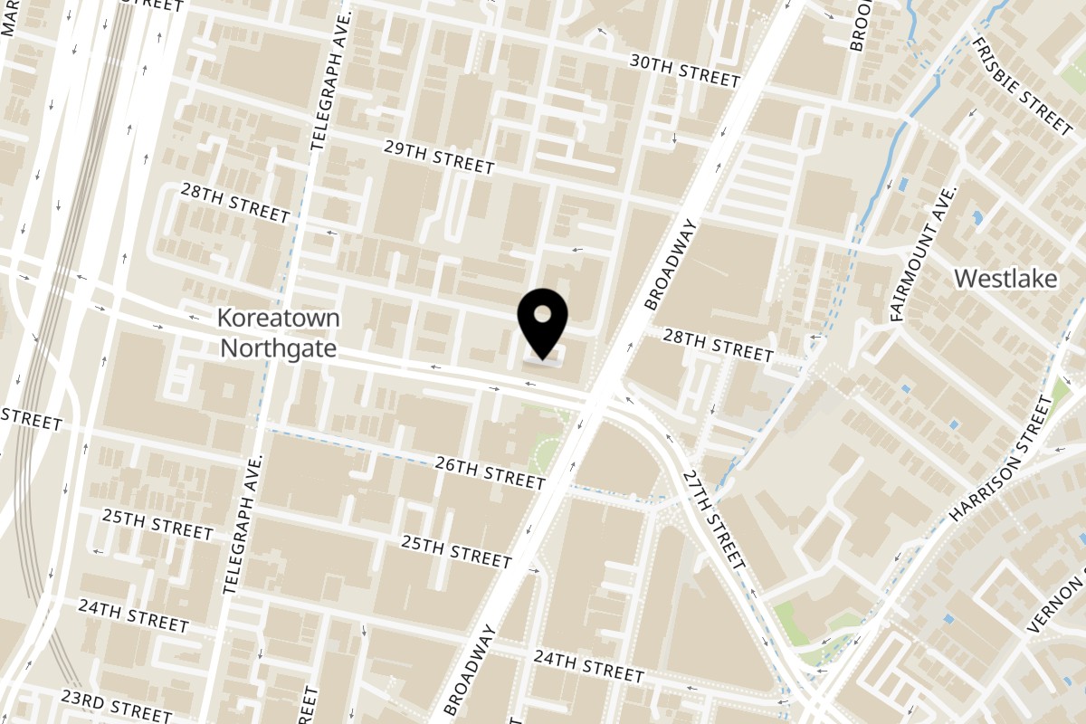 Map showing the location of Z Cafe & Bar on 2735 Broadway in Oakland